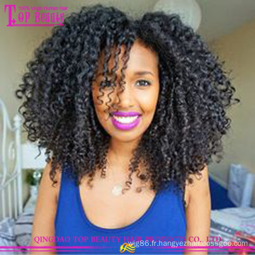 Prix ​​de gros 100% cheveux humains indien remy cheveux crépus bouclés u partie perruque